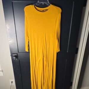 Annabelle Mustard Long Sleeve Hi Lo Top